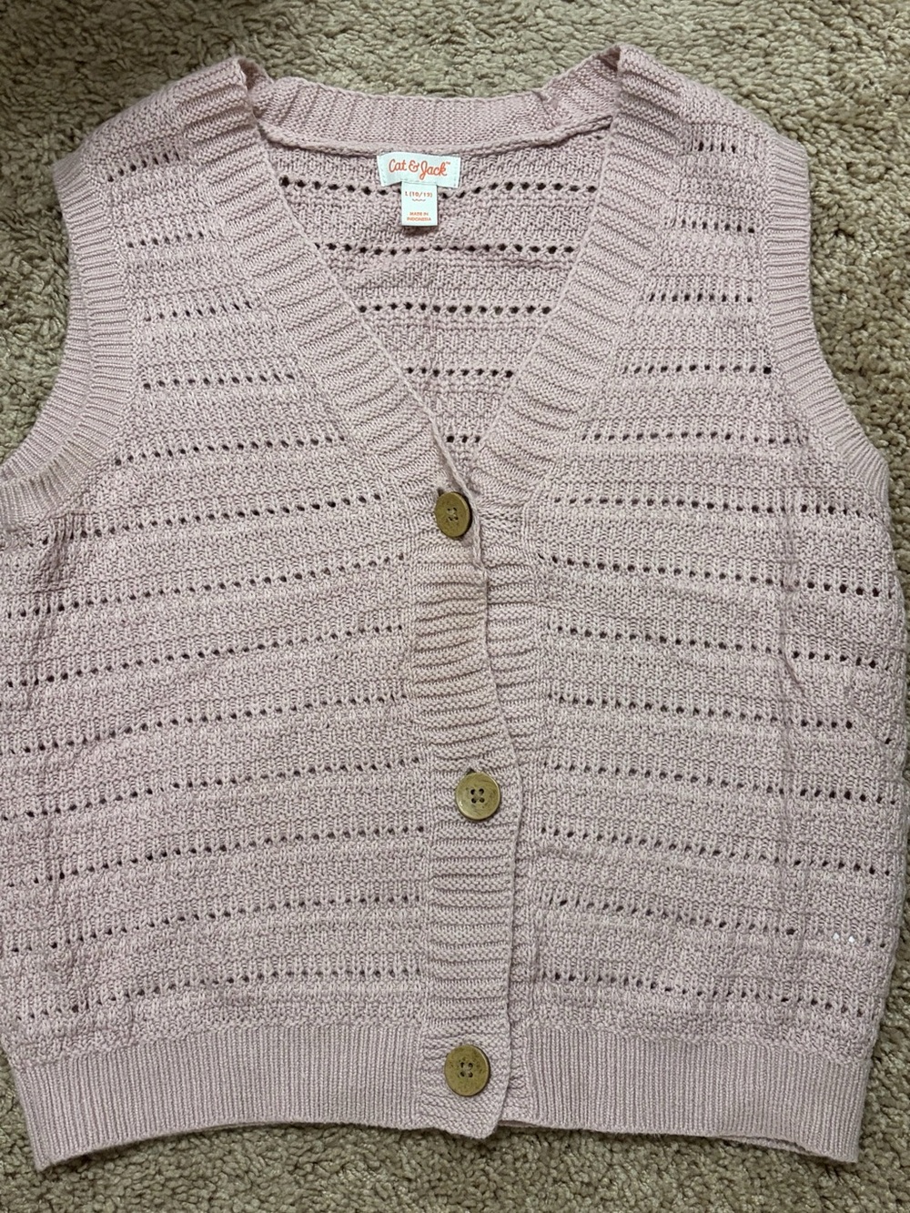 Cat & Jack Light Pink Knit Button-Front Vest (450)